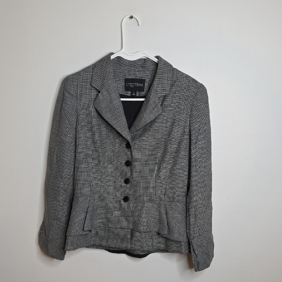 Etcetera Jackets & Blazers - Etcetera Women's Black and White Checkered Peplum Blazer Size 6
